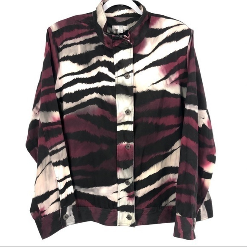 ERIN LONDON Animal Print Button/Zip Front Jacket